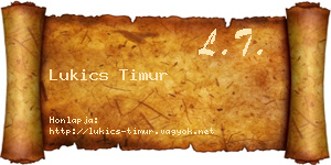 Lukics Timur névjegykártya